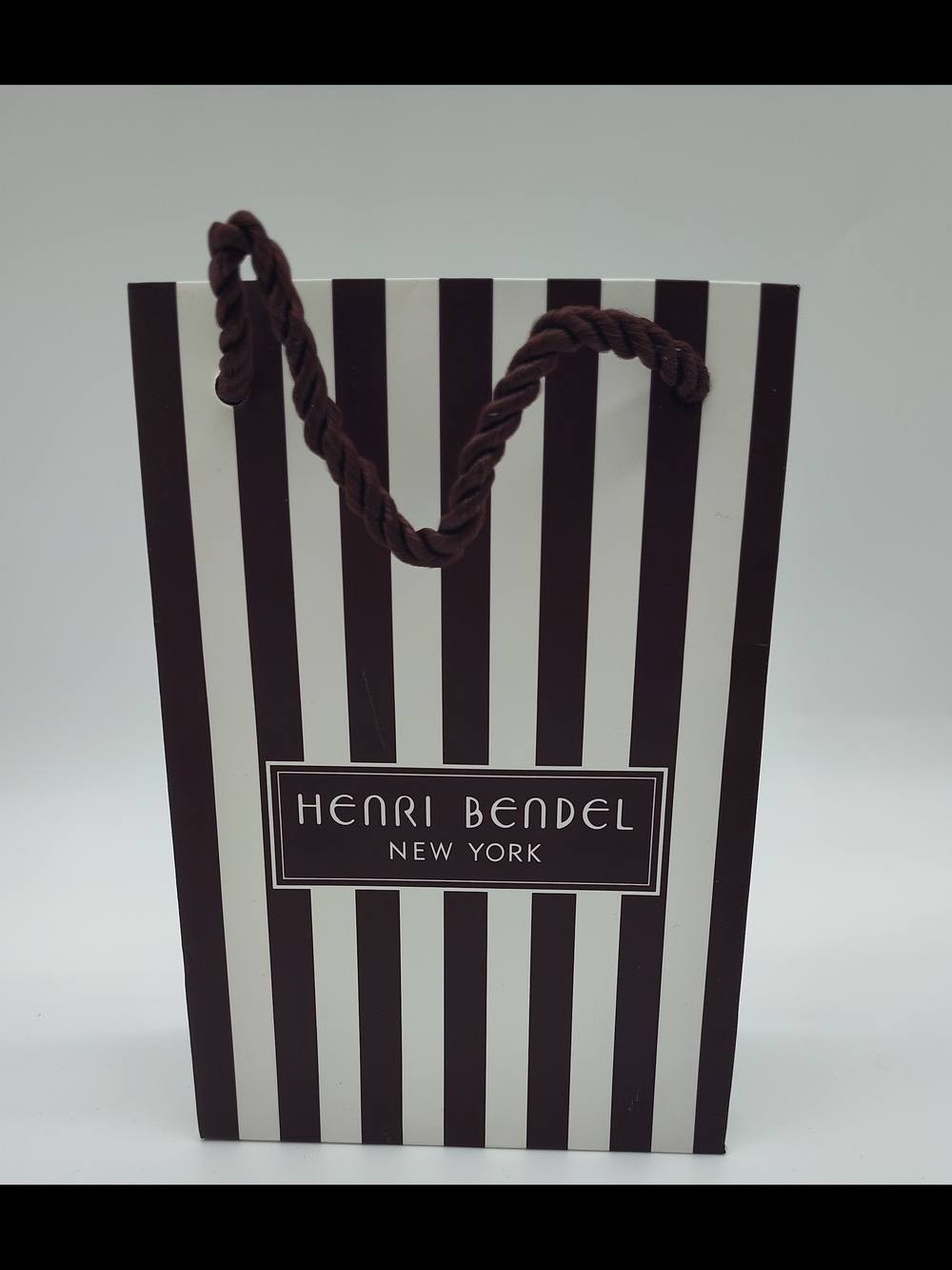 HENRI BENDEL New York Mini Shopping Bag Tissue Brown Stripe Gift Packaging EUC